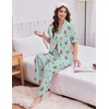 Ekouaer Silk Satin Pajamas for Women Set 2 Piece Short Sleeve Button Up Pjs(Christmas Green)