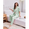 Ekouaer Silk Satin Pajamas for Women Set 2 Piece Short Sleeve Button Up Pjs(Light Green)