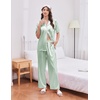 Ekouaer Silk Satin Pajamas for Women Set 2 Piece Short Sleeve Button Up Pjs(Light Green)