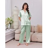 Ekouaer Silk Satin Pajamas for Women Set 2 Piece Short Sleeve Button Up Pjs(Light Green)