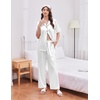 Ekouaer Silk Satin Pajamas for Women Set 2 Piece Short Sleeve Button Up Pjs(Pearl White)