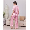 Ekouaer Silk Satin Pajamas for Women Set 2 Piece Short Sleeve Button Up Pjs(Pink)