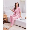 Ekouaer Silk Satin Pajamas for Women Set 2 Piece Short Sleeve Button Up Pjs(Pink)