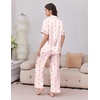 Ekouaer Silk Satin Pajamas for Women Set 2 Piece Short Sleeve Button Up Pjs(Pink Bloom)