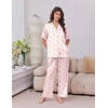 Ekouaer Silk Satin Pajamas for Women Set 2 Piece Short Sleeve Button Up Pjs(Pink Bloom)