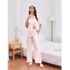 Ekouaer Silk Satin Pajamas for Women Set 2 Piece Short Sleeve Button Up Pjs(Pink Bloom)