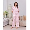 Ekouaer Silk Satin Pajamas for Women Set 2 Piece Short Sleeve Button Up Pjs(Pink Bow)