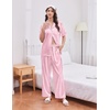 Ekouaer Silk Satin Pajamas for Women Set 2 Piece Short Sleeve Button Up Pjs(Pink Stripe)