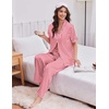 Ekouaer Silk Satin Pajamas for Women Set 2 Piece Short Sleeve Button Up Pjs(Red Stripe)