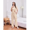 Ekouaer Silk Satin Pajamas for Women Set 2 Piece Short Sleeve Button Up Pjs(Yellow Stripe)