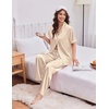 Ekouaer Silk Satin Pajamas for Women Set 2 Piece Short Sleeve Button Up Pjs(Yellow Stripe)