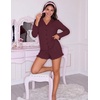 Ekouaer Womens Bamboo Viscose Pajama Sets Long Sleeve and Shorts Lounge Set(Dark Red)