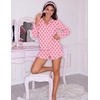 Ekouaer Womens Bamboo Viscose Pajama Sets Long Sleeve and Shorts Lounge Set(Hot Pink Bow)