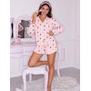 Ekouaer Womens Bamboo Viscose Pajama Sets Long Sleeve and Shorts Lounge Set(Pink Bow Christmas)