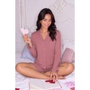 Ekouaer Womens Bamboo Viscose Pajama Sets Long Sleeve and Shorts Lounge Set(Purplish-red)