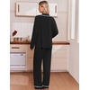 Ekouaer Womens Pajama Sets 2 Piece Button down Pjs Long Sleeve Lounge Sets(Black)