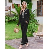 Ekouaer Womens Pajama Sets 2 Piece Button down Pjs Long Sleeve Lounge Sets(Black)