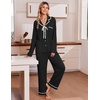 Ekouaer Womens Pajama Sets 2 Piece Button down Pjs Long Sleeve Lounge Sets(Black)