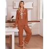 Ekouaer Womens Pajama Sets 2 Piece Button down Pjs Long Sleeve Lounge Sets(Brown)