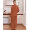 Ekouaer Womens Pajama Sets 2 Piece Button down Pjs Long Sleeve Lounge Sets(Brown)
