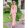Ekouaer Womens Pajama Sets 2 Piece Button down Pjs Long Sleeve Lounge Sets(Christmas Pink)