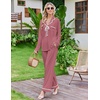 Ekouaer Womens Pajama Sets 2 Piece Button down Pjs Long Sleeve Lounge Sets(Clay Red)