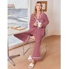 Ekouaer Womens Pajama Sets 2 Piece Button down Pjs Long Sleeve Lounge Sets(Clay Red)