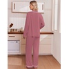 Ekouaer Womens Pajama Sets 2 Piece Button down Pjs Long Sleeve Lounge Sets(Clay Red)