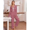 Ekouaer Womens Pajama Sets 2 Piece Button down Pjs Long Sleeve Lounge Sets(Clay Red)