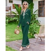 Ekouaer Womens Pajama Sets 2 Piece Button down Pjs Long Sleeve Lounge Sets(Dark Green)