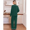 Ekouaer Womens Pajama Sets 2 Piece Button down Pjs Long Sleeve Lounge Sets(Dark Green)