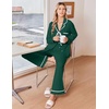 Ekouaer Womens Pajama Sets 2 Piece Button down Pjs Long Sleeve Lounge Sets(Dark Green)