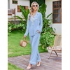 Ekouaer Womens Pajama Sets 2 Piece Button down Pjs Long Sleeve Lounge Sets(Light Blue)