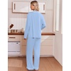 Ekouaer Womens Pajama Sets 2 Piece Button down Pjs Long Sleeve Lounge Sets(Light Blue)