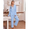 Ekouaer Womens Pajama Sets 2 Piece Button down Pjs Long Sleeve Lounge Sets(Light Blue)