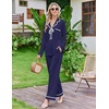 Ekouaer Womens Pajama Sets 2 Piece Button down Pjs Long Sleeve Lounge Sets(Navy Blue)