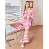 Ekouaer Womens Pajama Sets 2 Piece Button down Pjs Long Sleeve Lounge Sets(Pink Plaid)