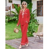 Ekouaer Womens Pajama Sets 2 Piece Button down Pjs Long Sleeve Lounge Sets(Red)