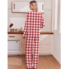Ekouaer Womens Pajama Sets 2 Piece Button down Pjs Long Sleeve Lounge Sets(Red Plaid)