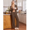 Ekouaer&nbsp;Pajamas&nbsp;Set&nbsp;for&nbsp;Women&nbsp;Cotton&nbsp;Pjs&nbsp;Button&nbsp;Up&nbsp;Long&nbsp;Sleeve&nbsp;Lounge&nbsp;Sets(Brown)