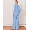 Ekouaer&nbsp;Pajamas&nbsp;Set&nbsp;for&nbsp;Women&nbsp;Cotton&nbsp;Pjs&nbsp;Button&nbsp;Up&nbsp;Long&nbsp;Sleeve&nbsp;Lounge&nbsp;Sets(Clear Blue)
