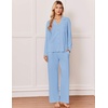 Ekouaer&nbsp;Pajamas&nbsp;Set&nbsp;for&nbsp;Women&nbsp;Cotton&nbsp;Pjs&nbsp;Button&nbsp;Up&nbsp;Long&nbsp;Sleeve&nbsp;Lounge&nbsp;Sets(Clear Blue)