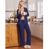 Ekouaer&nbsp;Pajamas&nbsp;Set&nbsp;for&nbsp;Women&nbsp;Cotton&nbsp;Pjs&nbsp;Button&nbsp;Up&nbsp;Long&nbsp;Sleeve&nbsp;Lounge&nbsp;Sets(Navy Blue)
