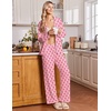 Ekouaer&nbsp;Pajamas&nbsp;Set&nbsp;for&nbsp;Women&nbsp;Cotton&nbsp;Pjs&nbsp;Button&nbsp;Up&nbsp;Long&nbsp;Sleeve&nbsp;Lounge&nbsp;Sets(Pink Bow)