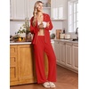 Ekouaer&nbsp;Pajamas&nbsp;Set&nbsp;for&nbsp;Women&nbsp;Cotton&nbsp;Pjs&nbsp;Button&nbsp;Up&nbsp;Long&nbsp;Sleeve&nbsp;Lounge&nbsp;Sets(Red)