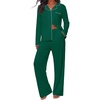 Ekouaer&nbsp;Pajamas&nbsp;Set&nbsp;for&nbsp;Women&nbsp;Cotton&nbsp;Pjs&nbsp;Button&nbsp;Up&nbsp;Long&nbsp;Sleeve&nbsp;Lounge&nbsp;Sets(Deep Green)