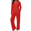 Ekouaer&nbsp;Pajamas&nbsp;Set&nbsp;for&nbsp;Women&nbsp;Cotton&nbsp;Pjs&nbsp;Button&nbsp;Up&nbsp;Long&nbsp;Sleeve&nbsp;Lounge&nbsp;Sets(Red)