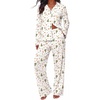 Ekouaer&nbsp;Pajamas&nbsp;Set&nbsp;for&nbsp;Women&nbsp;Cotton&nbsp;Pjs&nbsp;Button&nbsp;Up&nbsp;Long&nbsp;Sleeve&nbsp;Lounge&nbsp;Sets(Xmas White)