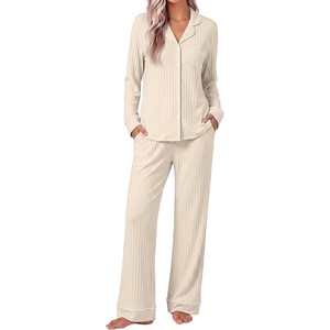 Ekouaer Pajamas for Women Set Soft Button Up Pjs Long Sleeve Lounge Sets(Pale Moon Grey)