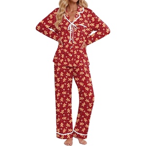 Ekouaer Womens Pajama Sets 2 Piece Button down Pjs Long Sleeve Lounge Sets(Christmas Red)